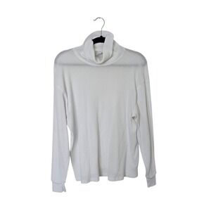 Aritzia Tna Turtleneck Top Womens Medium White Waffle Knit Thermal